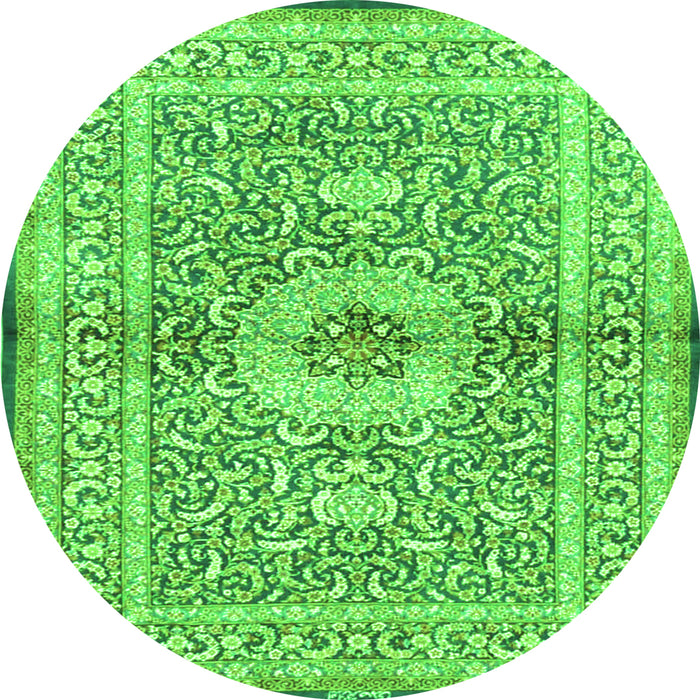 Machine Washable Medallion Green Traditional Area Rugs, wshtr4695grn