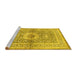 Sideview of Machine Washable Medallion Yellow Traditional Rug, wshtr4695yw