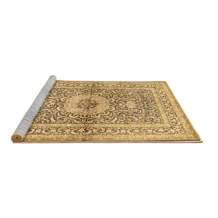 Sideview of Machine Washable Medallion Brown Traditional Rug, wshtr4695brn
