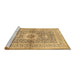 Sideview of Machine Washable Medallion Brown Traditional Rug, wshtr4695brn