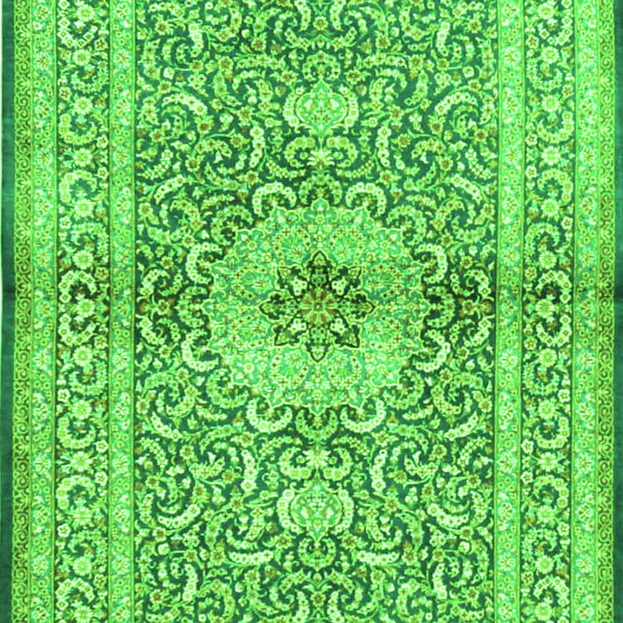 Serging Thickness of Machine Washable Medallion Green Traditional Area Rugs, wshtr4695grn