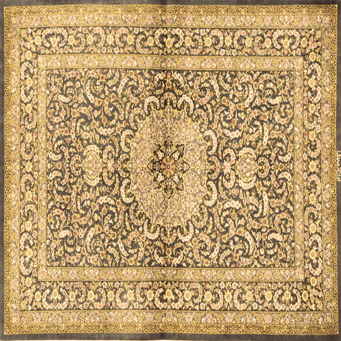 Square Machine Washable Medallion Brown Traditional Rug, wshtr4695brn