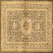 Square Machine Washable Medallion Brown Traditional Rug, wshtr4695brn