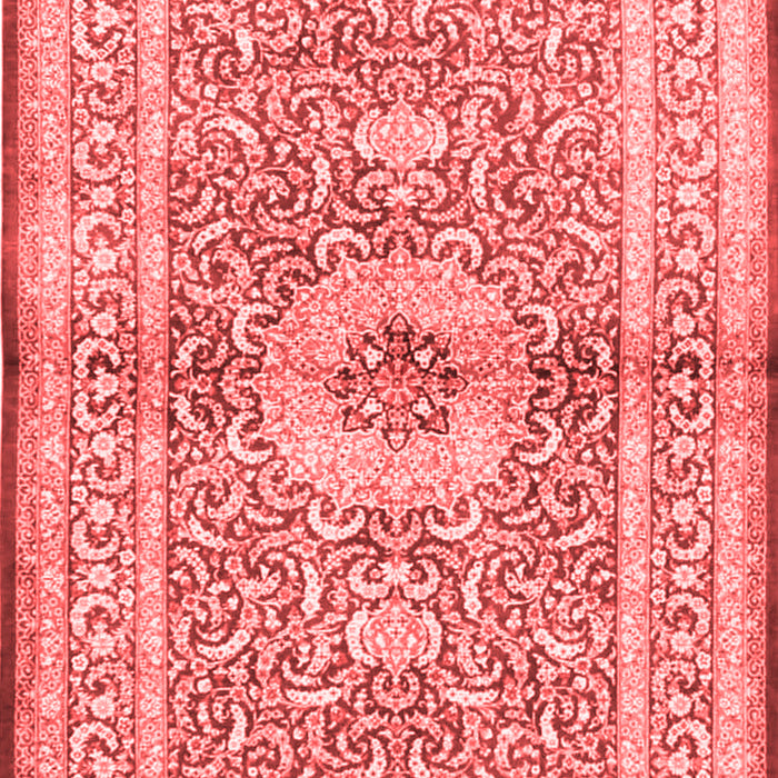 Machine Washable Medallion Red Traditional Rug, wshtr4695red