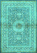 Machine Washable Medallion Turquoise Traditional Area Rugs, wshtr4695turq