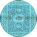 Round Medallion Light Blue Traditional Rug, tr4695lblu