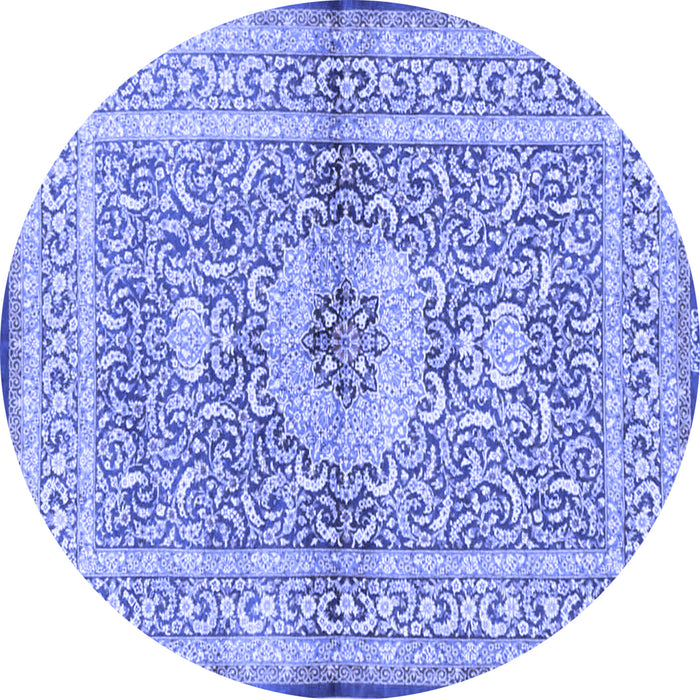 Round Medallion Blue Traditional Rug, tr4695blu