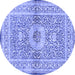 Round Medallion Blue Traditional Rug, tr4695blu