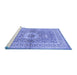 Sideview of Machine Washable Medallion Blue Traditional Rug, wshtr4695blu