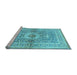 Sideview of Machine Washable Medallion Light Blue Traditional Rug, wshtr4695lblu