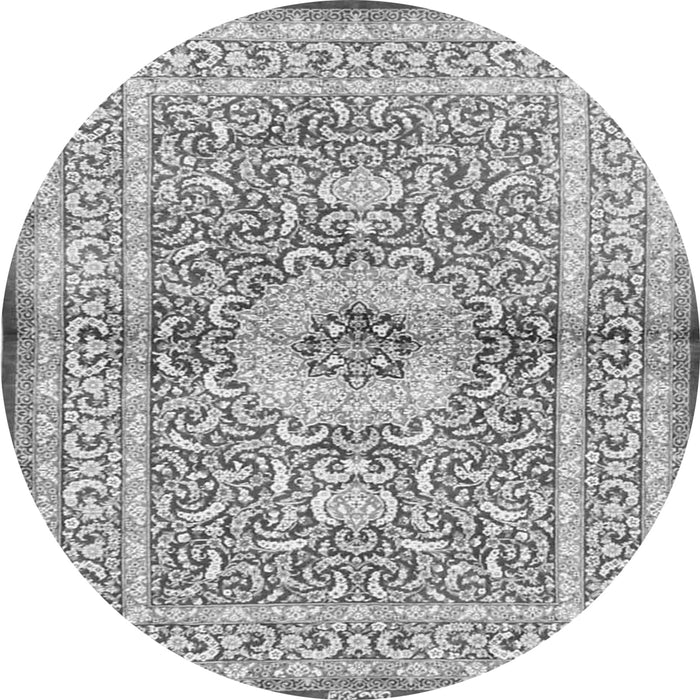 Machine Washable Medallion Gray Traditional Rug, wshtr4695gry