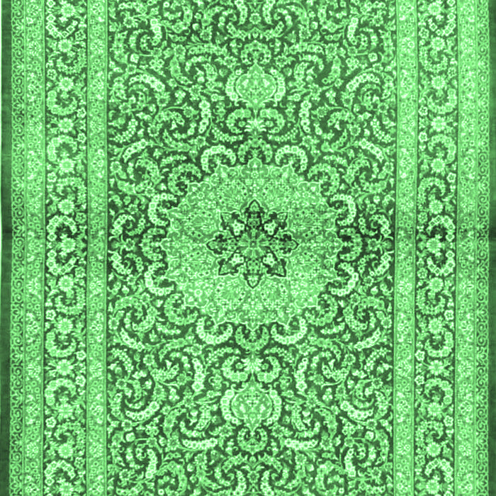 Machine Washable Medallion Emerald Green Traditional Area Rugs, wshtr4695emgrn