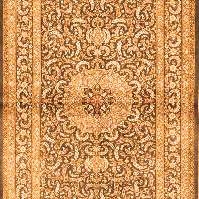Serging Thickness of Machine Washable Medallion Orange Traditional Area Rugs, wshtr4695org