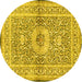 Round Medallion Yellow Traditional Rug, tr4695yw