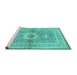 Sideview of Machine Washable Medallion Turquoise Traditional Area Rugs, wshtr4695turq