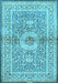 Machine Washable Medallion Light Blue Traditional Rug, wshtr4695lblu