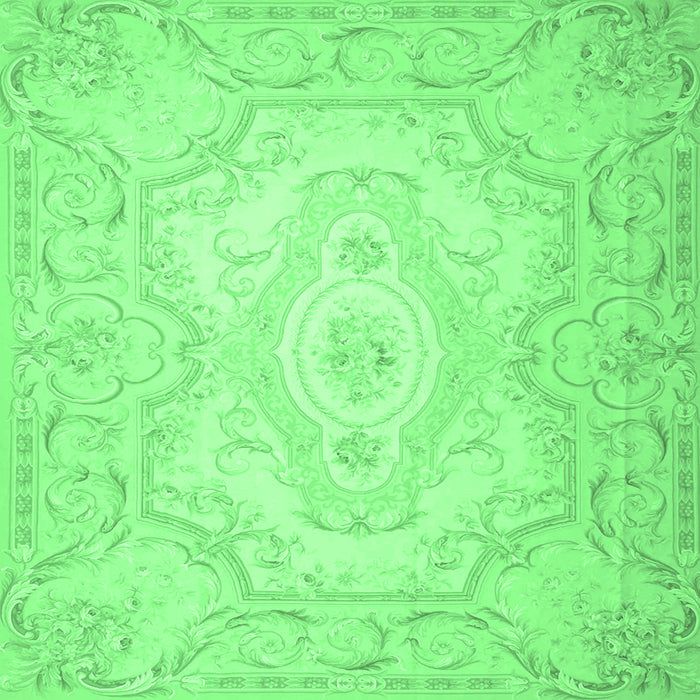 Square Machine Washable Persian Emerald Green Traditional Area Rugs, wshtr4696emgrn