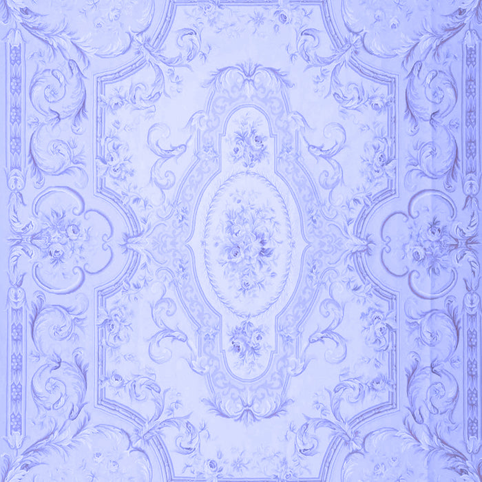 Machine Washable Persian Blue Traditional Rug, wshtr4696blu