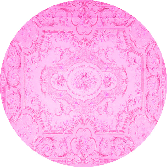 Round Persian Pink Traditional Rug, tr4696pnk