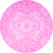 Round Persian Pink Traditional Rug, tr4696pnk