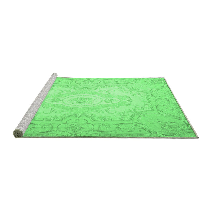 Sideview of Machine Washable Persian Emerald Green Traditional Area Rugs, wshtr4696emgrn