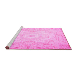 Sideview of Machine Washable Persian Pink Traditional Rug, wshtr4696pnk