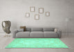 Machine Washable Persian Turquoise Traditional Area Rugs in a Living Room,, wshtr4696turq