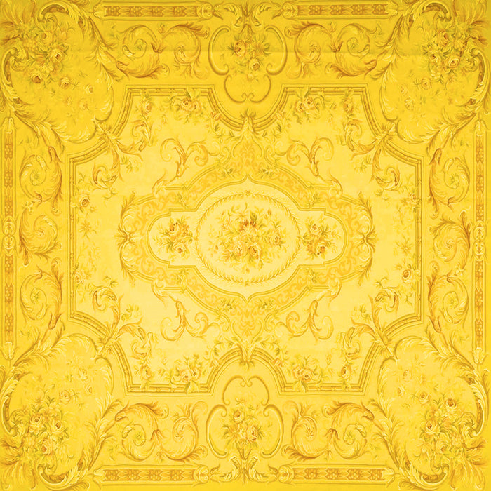 Square Persian Yellow Traditional Rug, tr4696yw