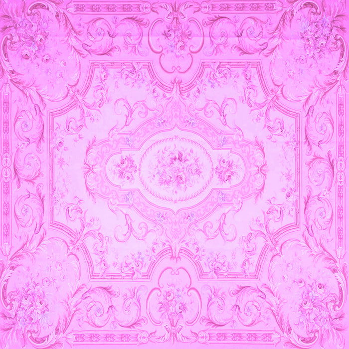 Square Machine Washable Persian Purple Traditional Area Rugs, wshtr4696pur