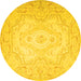 Round Persian Yellow Traditional Rug, tr4696yw