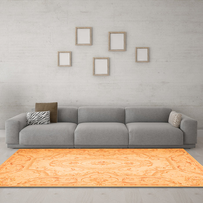Machine Washable Persian Orange Traditional Area Rugs in a Living Room, wshtr4696org
