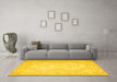 Machine Washable Persian Yellow Traditional Rug in a Living Room, wshtr4696yw