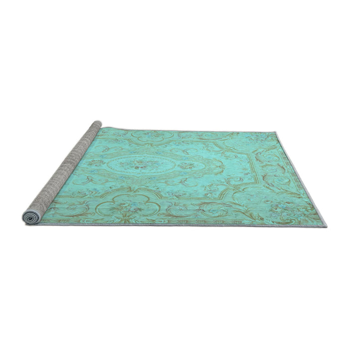 Sideview of Machine Washable Persian Light Blue Traditional Rug, wshtr4696lblu