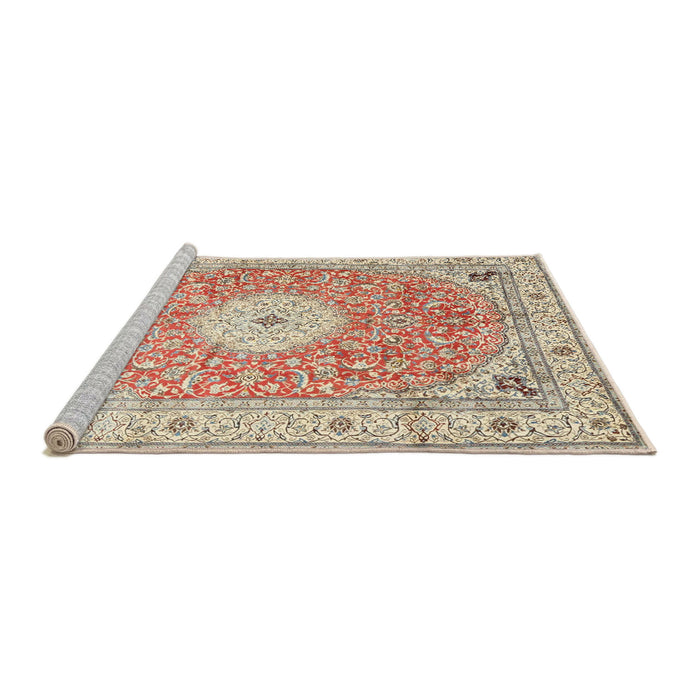Sideview of Machine Washable Traditional Rust Pink Rug, wshtr4697