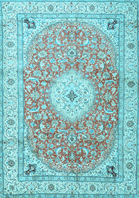 Medallion Light Blue Traditional Rug, tr4697lblu