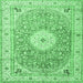 Square Medallion Emerald Green Traditional Rug, tr4697emgrn