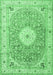 Machine Washable Medallion Emerald Green Traditional Area Rugs, wshtr4697emgrn