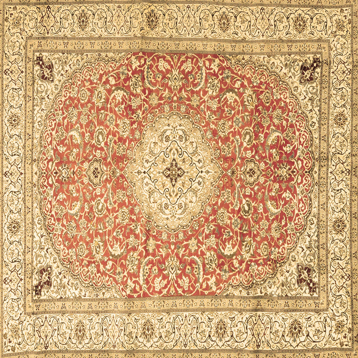 Square Machine Washable Medallion Brown Traditional Rug, wshtr4697brn