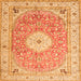 Serging Thickness of Medallion Orange Traditional Rug, tr4697org