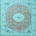 Square Medallion Light Blue Traditional Rug, tr4697lblu