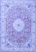 Machine Washable Medallion Blue Traditional Rug, wshtr4697blu