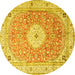 Round Medallion Yellow Traditional Rug, tr4697yw