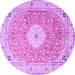 Round Medallion Purple Traditional Rug, tr4697pur