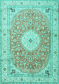 Medallion Turquoise Traditional Rug, tr4697turq