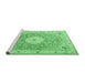 Sideview of Machine Washable Medallion Emerald Green Traditional Area Rugs, wshtr4697emgrn