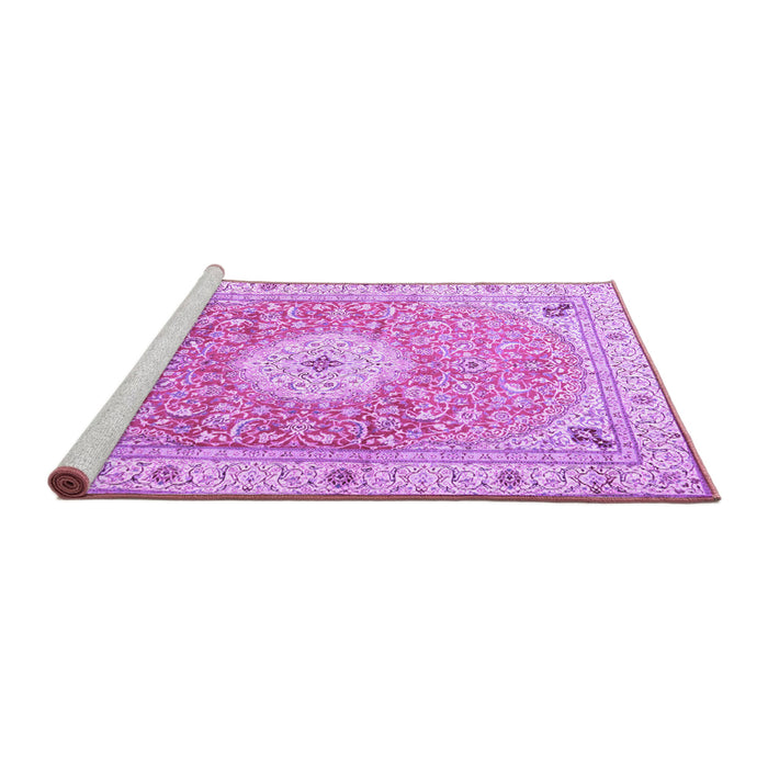 Sideview of Machine Washable Medallion Purple Traditional Area Rugs, wshtr4697pur