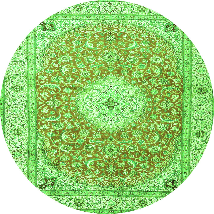 Square Medallion Green Traditional Rug, tr4697grn