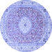 Round Medallion Blue Traditional Rug, tr4697blu