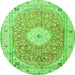 Machine Washable Medallion Green Traditional Area Rugs, wshtr4697grn