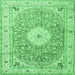 Square Machine Washable Medallion Emerald Green Traditional Area Rugs, wshtr4697emgrn